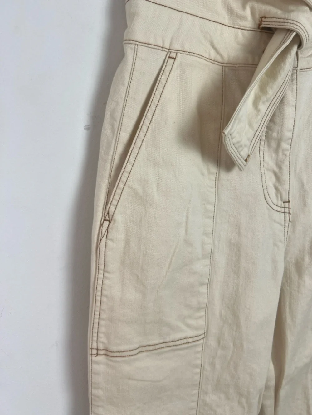 Ulla Johnson Size‎ 2 Storm Belted Jeans In Blanc High Rise Tapered Leg